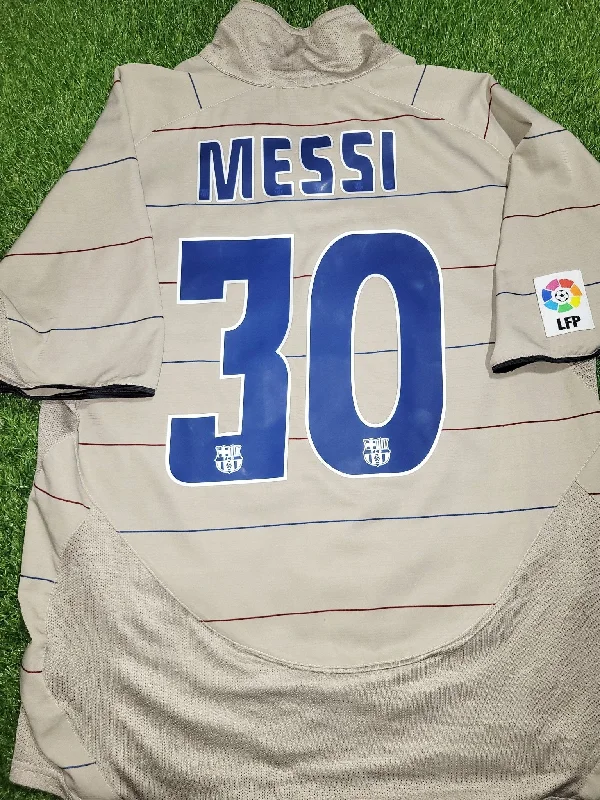 Football Jersey With Fresh Starts-Messi Barcelona DEBUT SEASON 2004 2005 Third Soccer Jersey Shirt L SKU# 112587