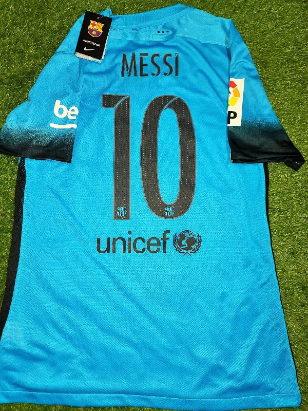 Football Jersey With Freshman Fit-Messi Barcelona PLAYER ISSUE Third Blue 2015 - 2016 Jersey Shirt Camiseta BNWT L SKU#  658787-426