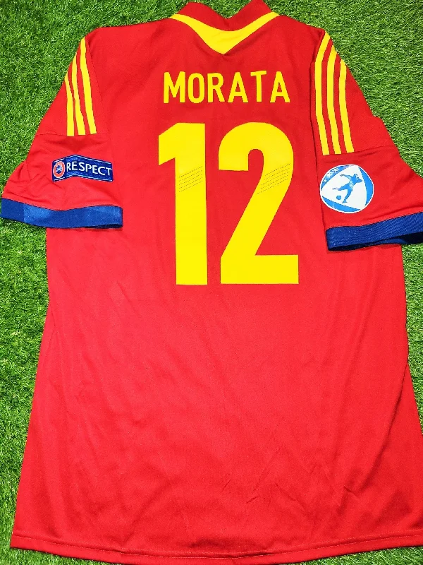 Football Jersey For Victory Parties-Morata Spain MATCH WORN 2013 U-21 EUROPEAN CHAMPIONSHIP Jersey Camiseta Espana Shirt XL SKU# X53328