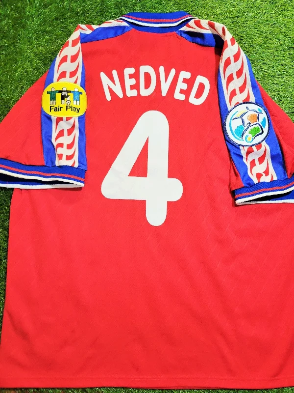 Football Jersey WithRural Roots-Nedved Czech Republic Czechoslovakia Puma 1996 EURO CUP FINAL Home Jersey Shirt XL