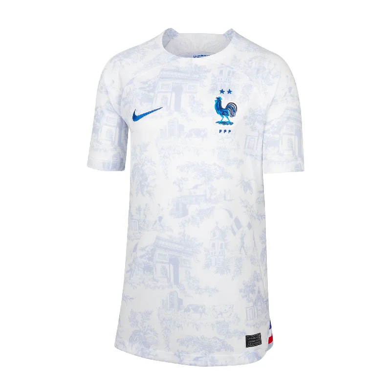 Football Jersey With Defeat Recovery-Nike Kids France 2022/23 Away Jersey White/Game Royal