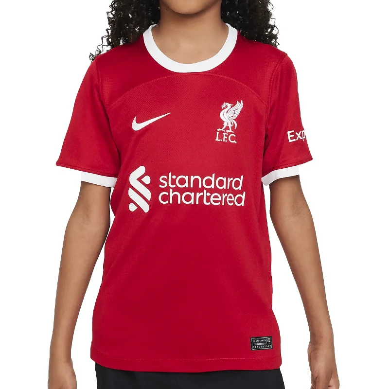 Football Jersey With Heavy Duty Wear-Nike Kids Liverpool 2023/24 Home Jersey Red/White