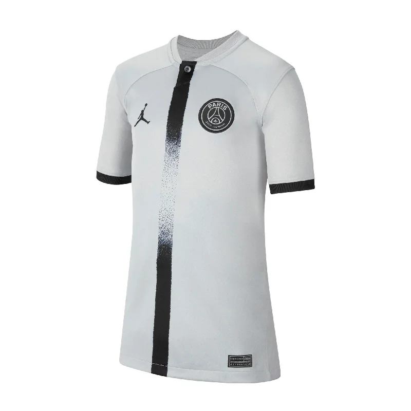 Football Jersey For Summer Clinics-Nike Kids PSG 2022/23 Away Jersey Smoke Grey/Black