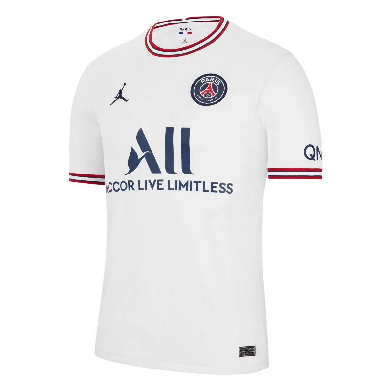 Football Jersey For Rough Tackles-Nike Kids PSG 2022/23 Fourth Jersey White/Navy