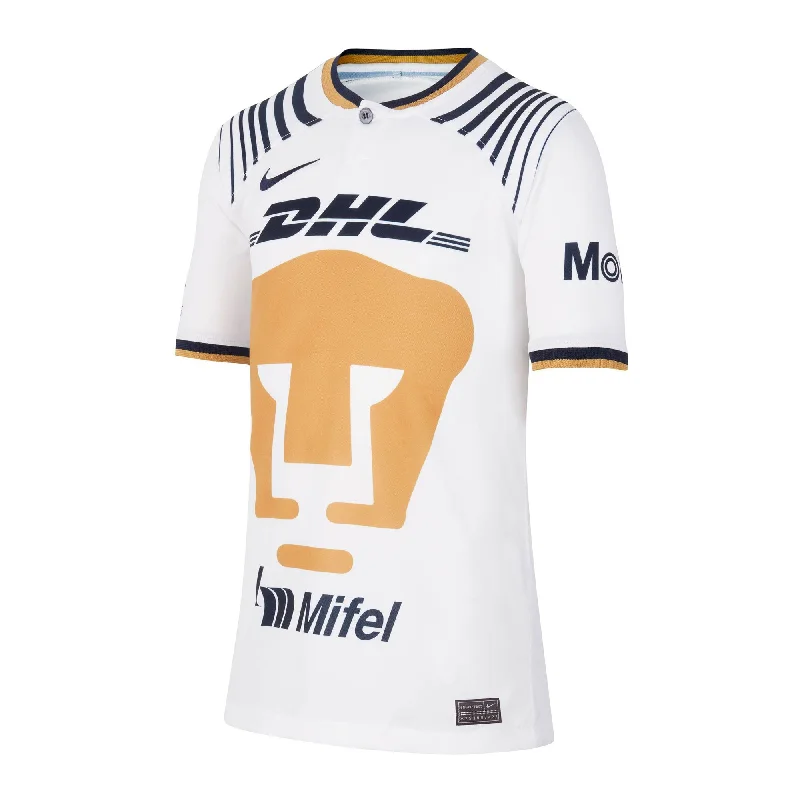 Football Jersey With Crafted Logos-Nike Kids Pumas UNAM 2022/23 Home Jersey White/Gold