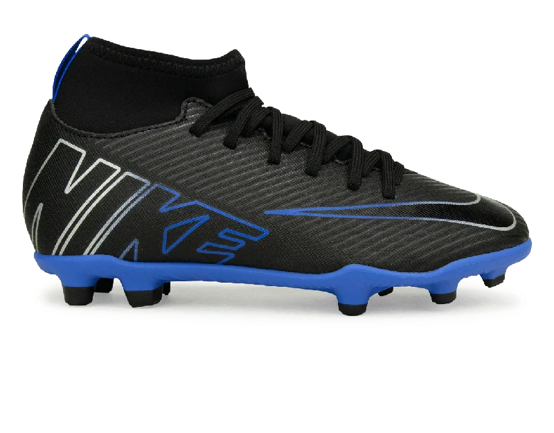 Football Jersey For Low Impact-Nike Kids Zoom Mercurial Superfly 9 Club FG/MG Black/Blue