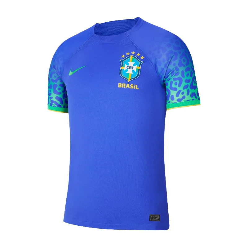 Football Jersey With Team Mascots-Nike Men's Brazil 2022/23 Away Jersey Paramount Blue/Green Spark