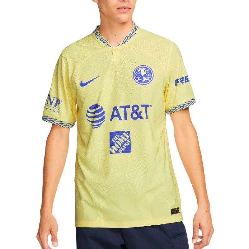 Football Jersey With Preppy Fit-Nike Men's Club America 2022/23 Dri-FIT ADV Home Jersey Lemon Chiffon/Blue