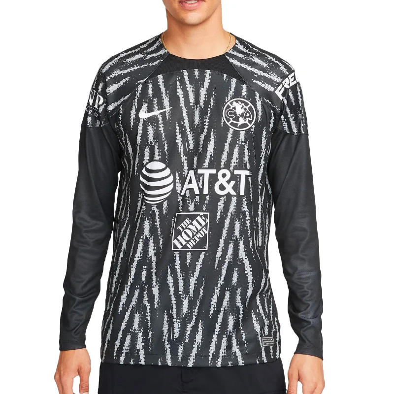 Football Jersey For Lightweight Layers-Nike Men's Club America Goalkeeper Jersey Black/White