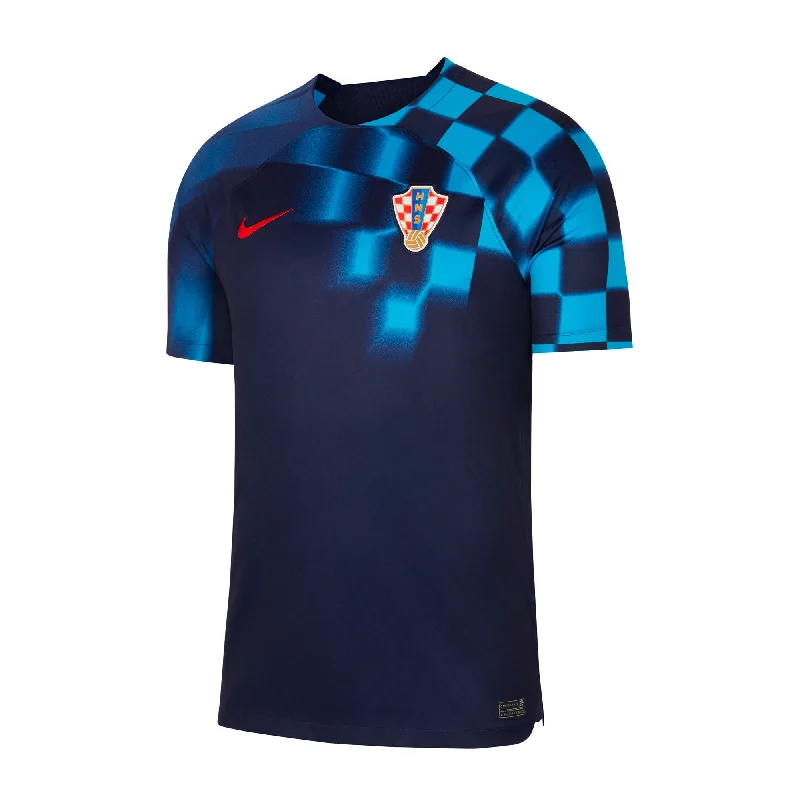 Football Jersey With Diehard Logos-Nike Men's Croatia 2022/23 Away Jersey Blackened Blue/University Blue