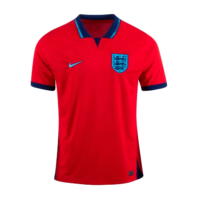 Football Jersey With Cat Prints-Nike Men's England 2022/23 Away Jersey Red/Blue Fury