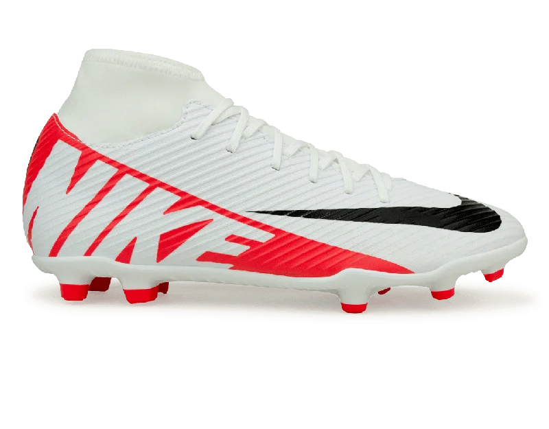 Football Jersey For Big Sizes-Nike Men's Zoom Mercurial Superfly 9 Club FG/MG White/Red