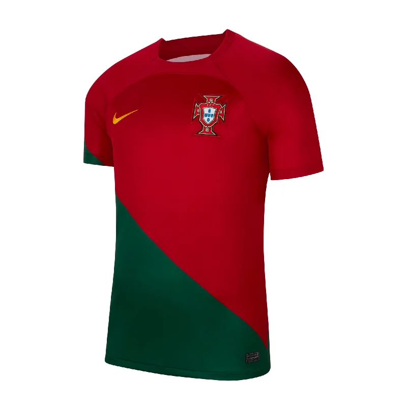 Football Jersey With Camouflage Print-Nike Men's Portugal 2022/23 Home Jersey Pepper Red/Gold Dart