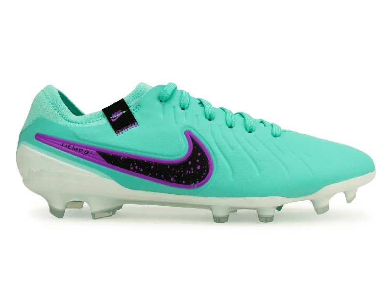 Football Jersey With Legacy Prints-Nike Men's Tiempo Legend 10 Pro FG Turquoise/Black/Purple