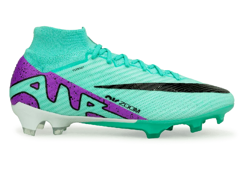 Football Jersey With Layering Options-Nike Men's Zoom Mercurial Superfly 9 Elite FG Turquoise/Black/Purple