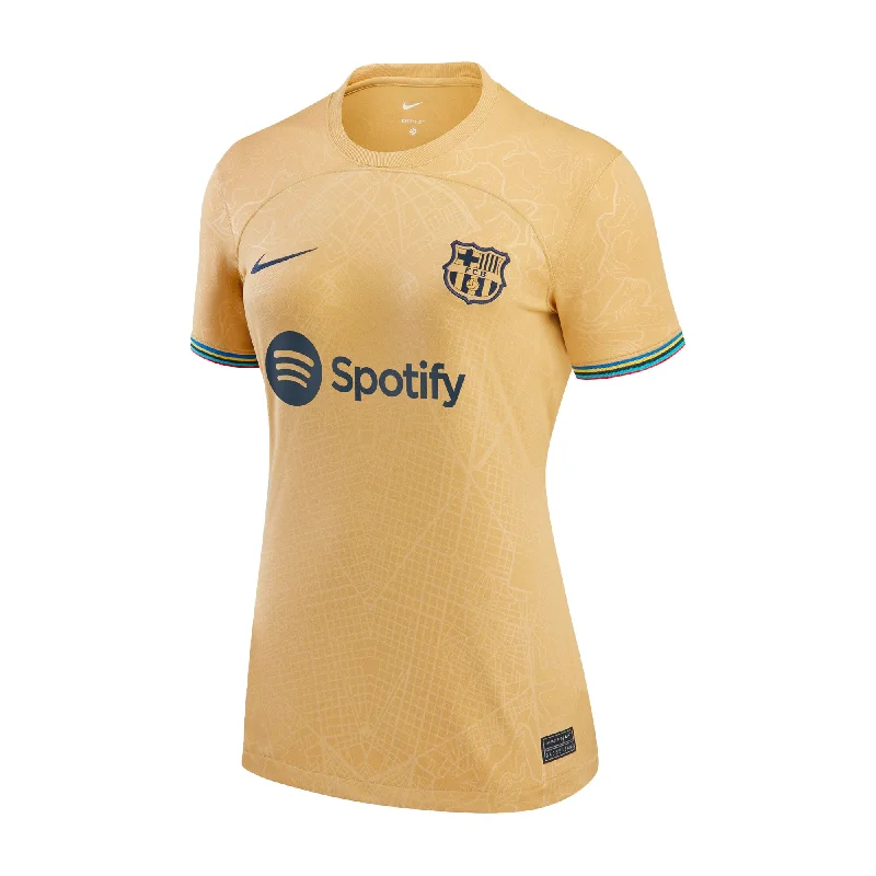 Football Jersey With Podcast Listeners-Nike Women's FC Barcelona 2022/23 Away Jersey Club Gold/Obsidian