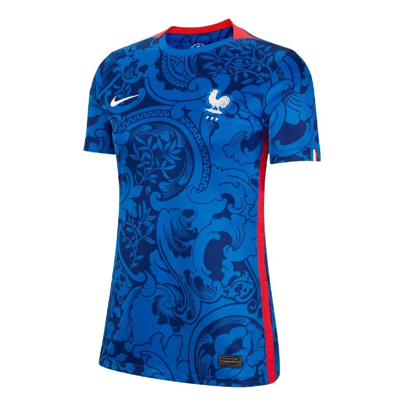 Football Jersey With Warm Linings-Nike Women's France 2022 Home Jersey Cobalt/Red