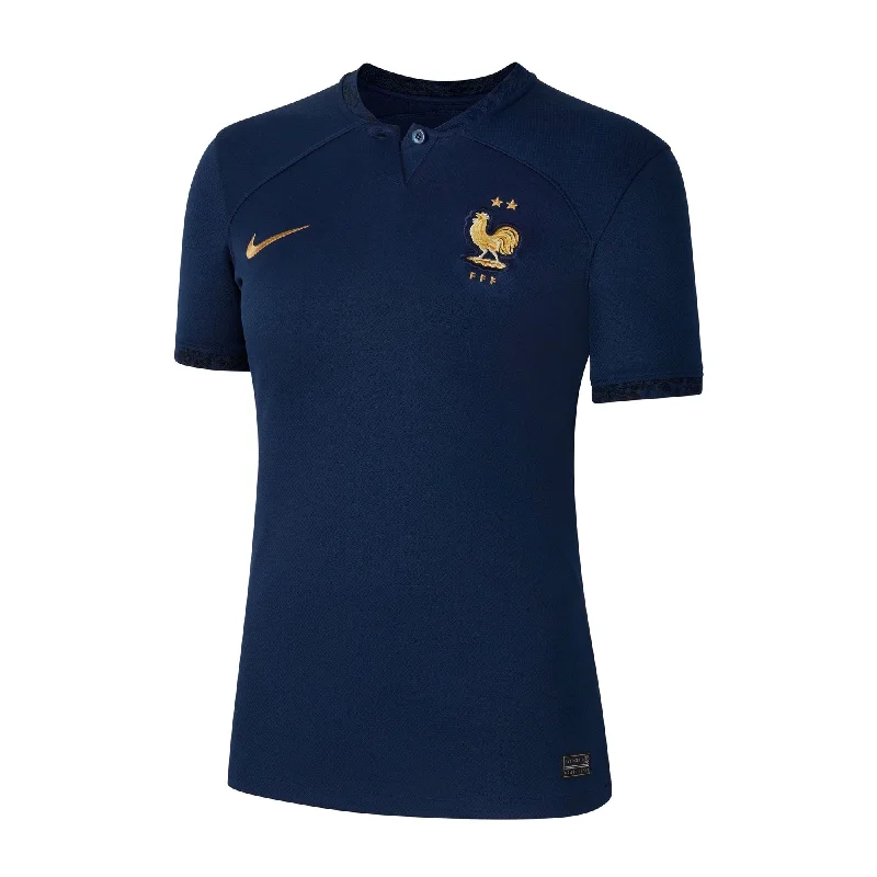 Football Jersey For Dog Fans-Nike Women's France 2022/23 Home Jersey Midnight Navy/Metallic Gold