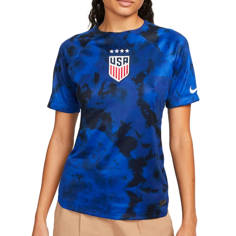 Football Jersey For Rough Tackles-Nike Women's USA 2022/23 Away Jersey W/Stars Bright Blue/Dark Obsidian