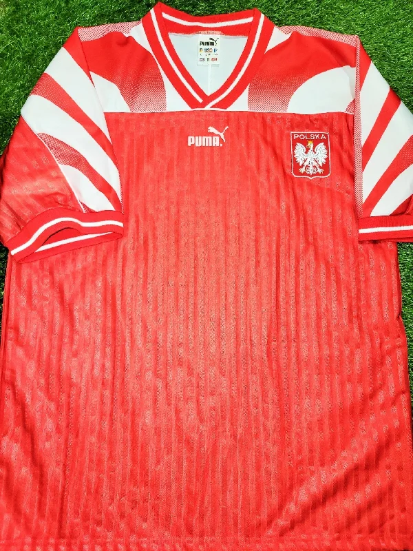 Football Jersey For Scholarship Kids-Poland Puma 1995 1996 Away Jersey Shirt Polen Trikot Polska Polski Piłka Nożna L