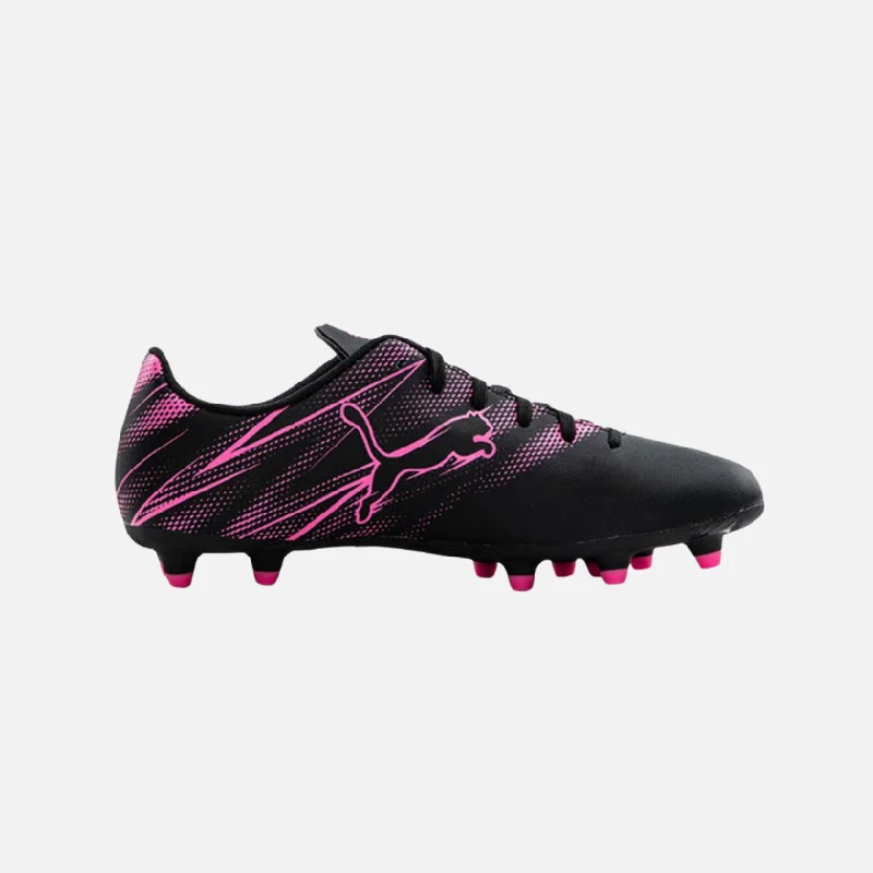 Football Jersey For Impact Resistance-Puma Attacanto FG/AG Cleats Men's Football Shoes -Black/Poison Pink