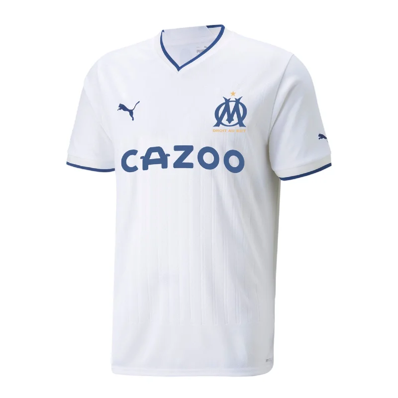 Football Jersey With Country Flags-PUMA Men's 2022/23 Marseille Home Jersey White/Royal Blue