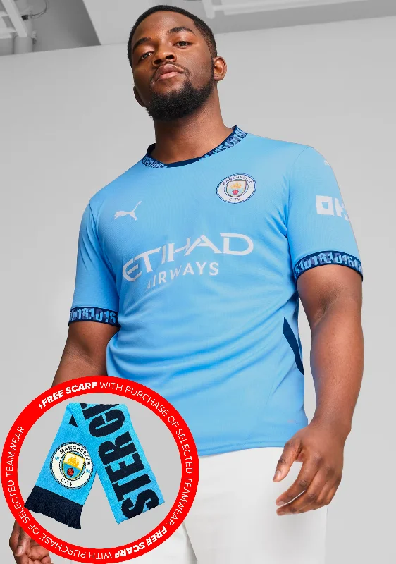 Football Jersey For Handmade Gifts-Puma Mens Manchester City 24/25 Home Jersey with FREE Manchester City Scarf  <br> 775075 01