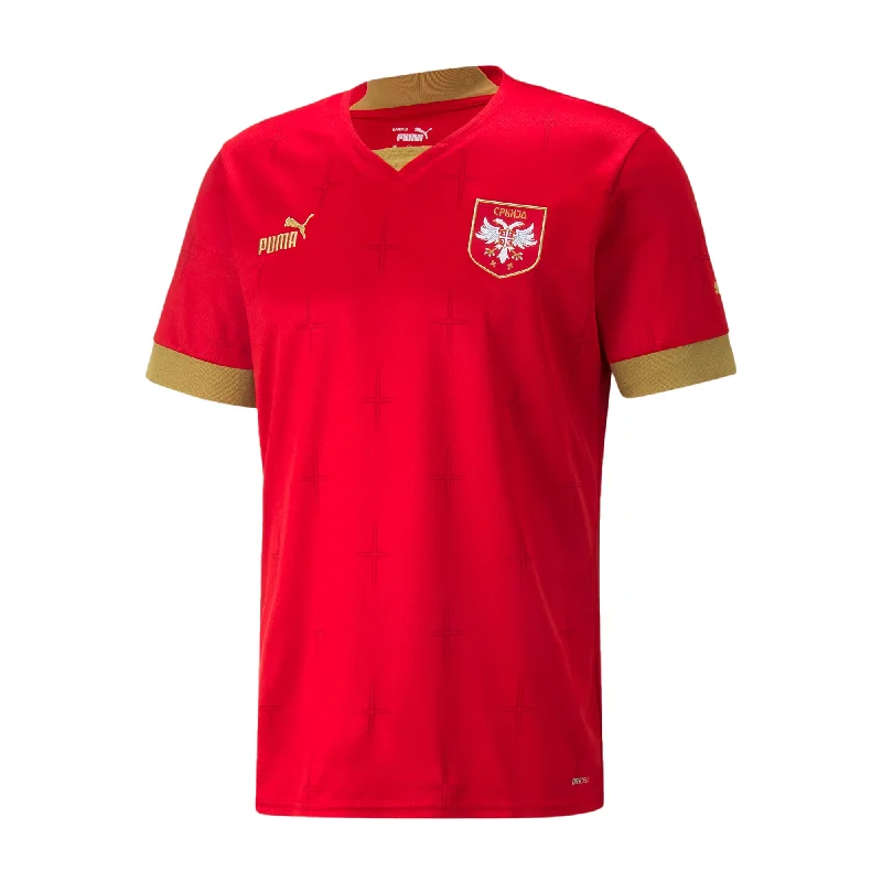 Football Jersey For Community Teams-PUMA Men's Serbia 2022/23 Home Jersey Red/Gold