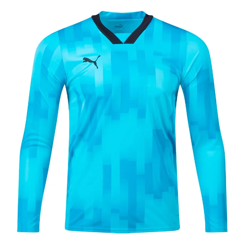 Football Jersey For Lightweight Layers-PUMA Men's Team Target Goalkeeper Long Sleeve Jersey Bright Aqua/Black