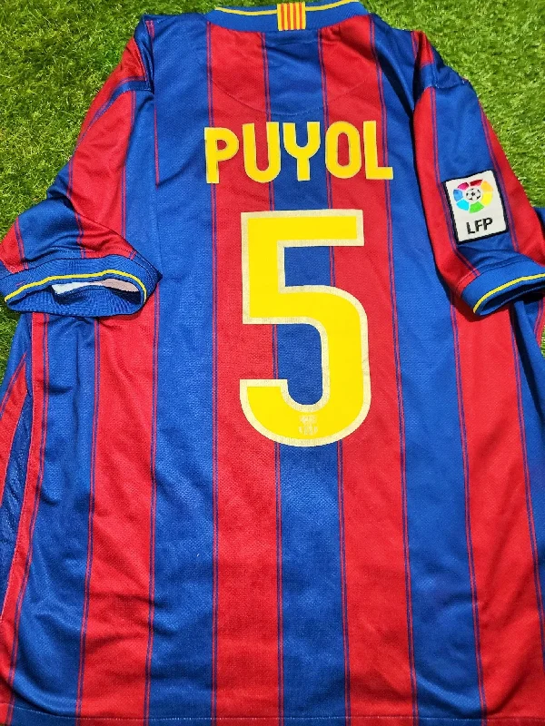 Football Jersey With Upcycled Style-Puyol Barcelona Nike Home 2009 2010 Jersey Shirt Camiseta L SKU# 343808-496