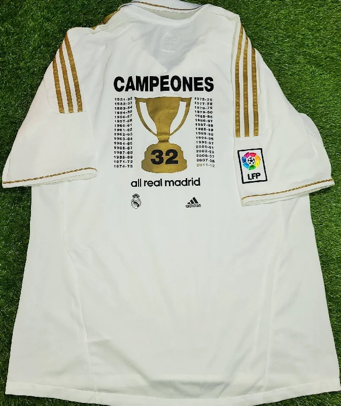 Football Jersey With Crowdsourced Art-Real Madrid 2011 2012 LA LIGA CHAMPIONS Home Jersey Shirt Camiseta XL SKU# V13659