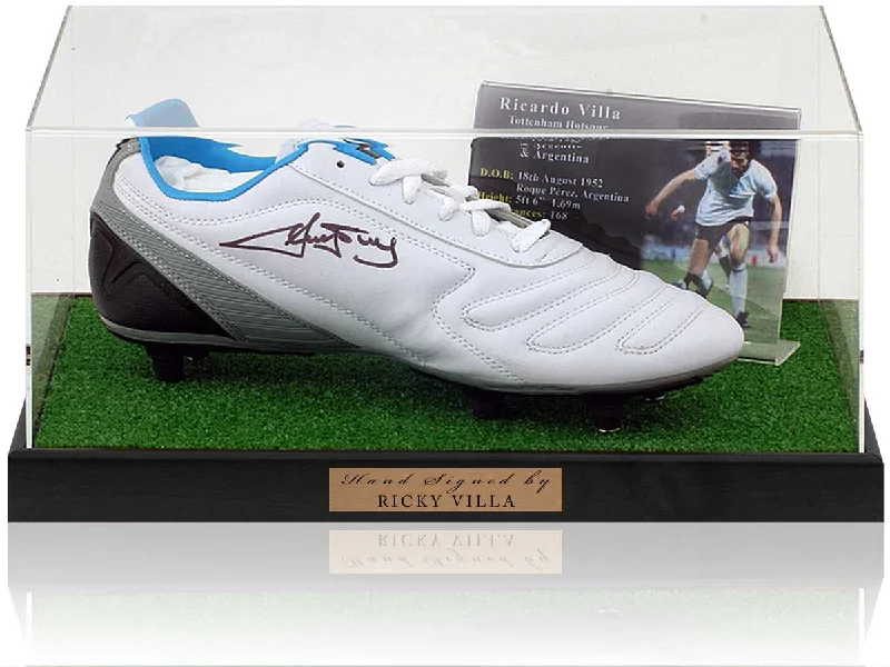 Football Jersey For Winter Leagues-Ricky Villa Tottenham Hotspur Legend Hand Signed Football Boot Display COA