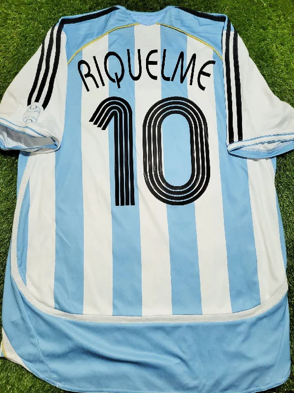 Football Jersey With Camp Memories-Riquelme Argentina 2006 2007 COPA AMERICA Home Adidas Jersey Shirt Camiseta L SKU# 739802 AZB001