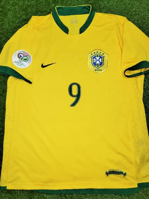 Football Jersey With Punk Vibes-Ronaldo Brazil 2006 World Cup Home Jersey Shirt Camiseta L SKU# S6AOM 103889