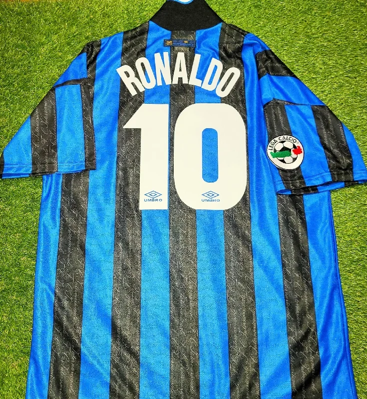 Football Jersey With Gritty Look-Ronaldo Inter Milan 1997 1998 DEBUT Umbro Jersey Shirt Maglia M