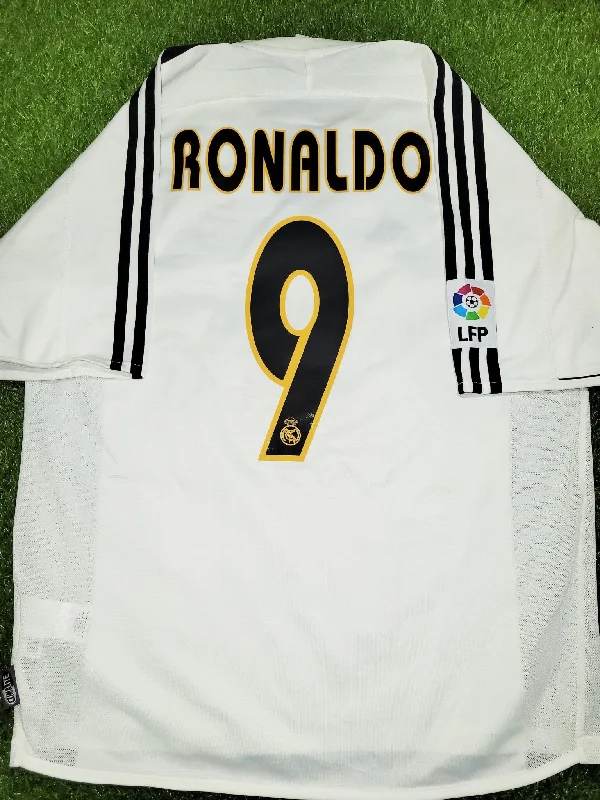 Football Jersey With Skater Look-Ronaldo Real Madrid 2003 2004 GALACTICOS Soccer Jersey Shirt M SKU# 021804