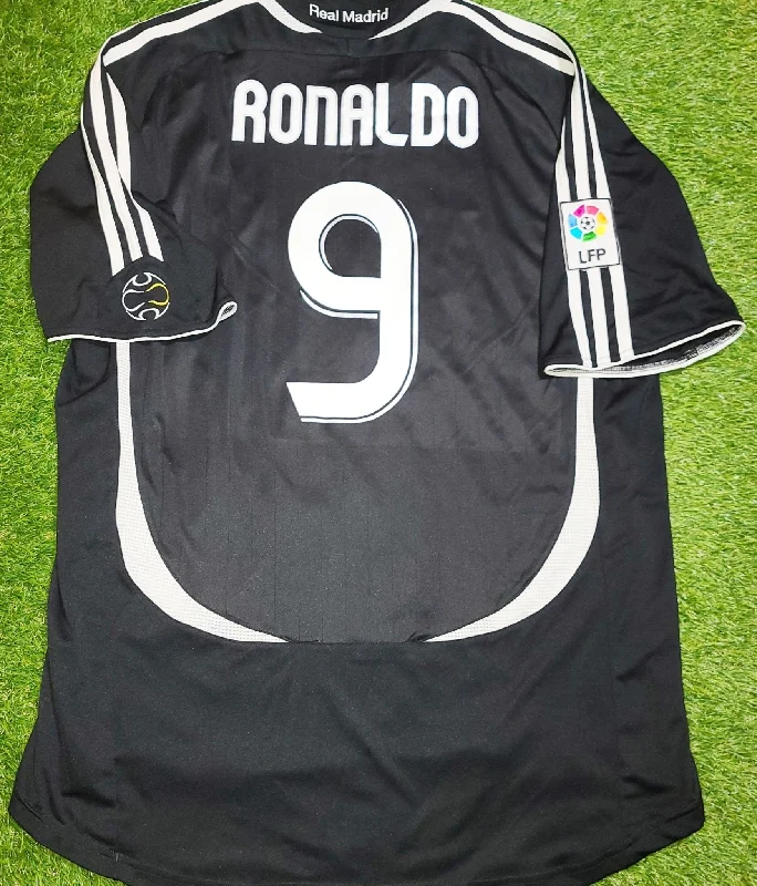 Football Jersey With Noise-Maker Designs-Ronaldo Real Madrid 2006 2007 Black Away Jersey Camiseta Maglia Shirt XL SKU# 060819 APU002