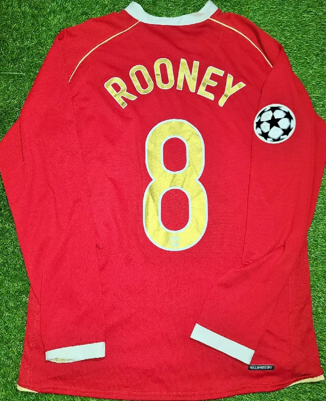 Football Jersey For Losing Seasons-Rooney Nike Manchester United 2006 2007 UEFA Home Long Sleeve Jersey Shirt M SKU# H6DHA 146815