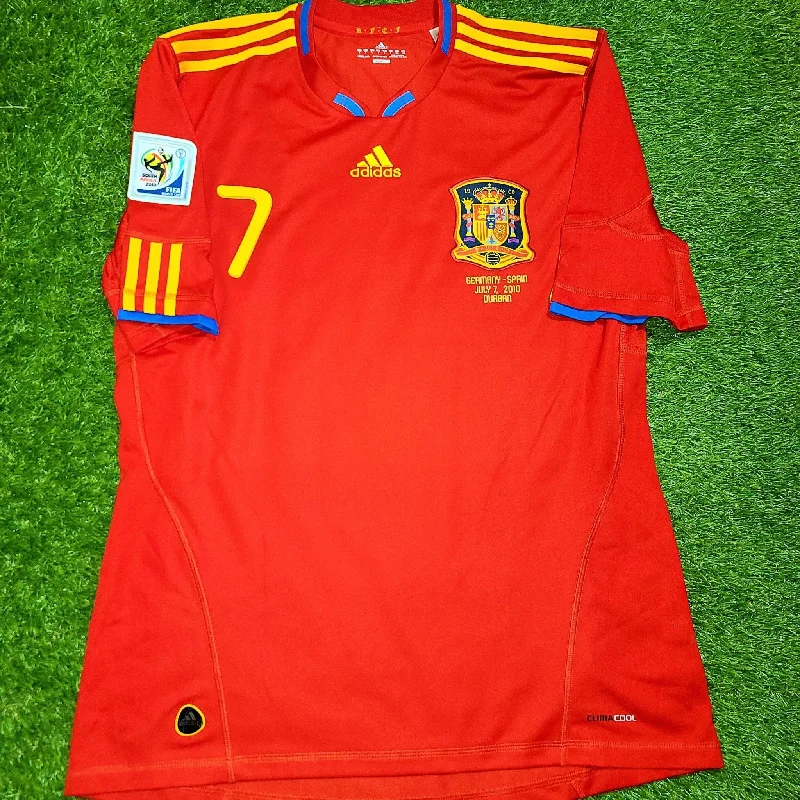 Football Jersey With Turnaround Hopes-Villa Spain 2010 WORLD CUP SEMI FINAL Jersey Espana Camiseta Trikot Shirt L SKU# P47902