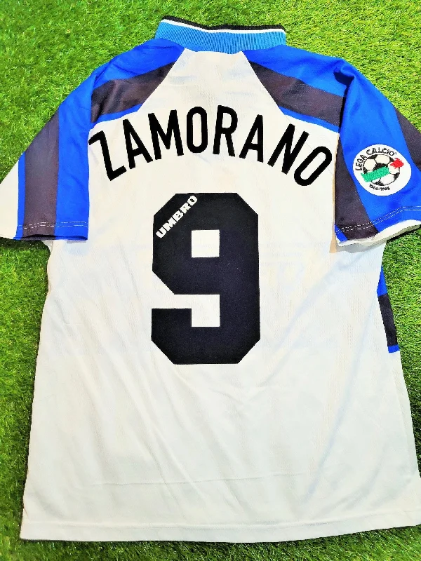 Football Jersey With Baby Designs-Zamorano Inter Milan Umbro 1996 1997 DEBUT White Away Jersey Shirt Maglia L