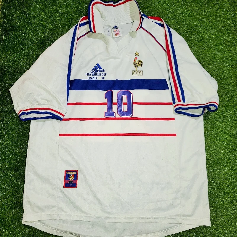 Football Jersey For Classic Games-Zidane France 1998 WORLD CUP Away Adidas Jersey Maillot Shirt Trikot M