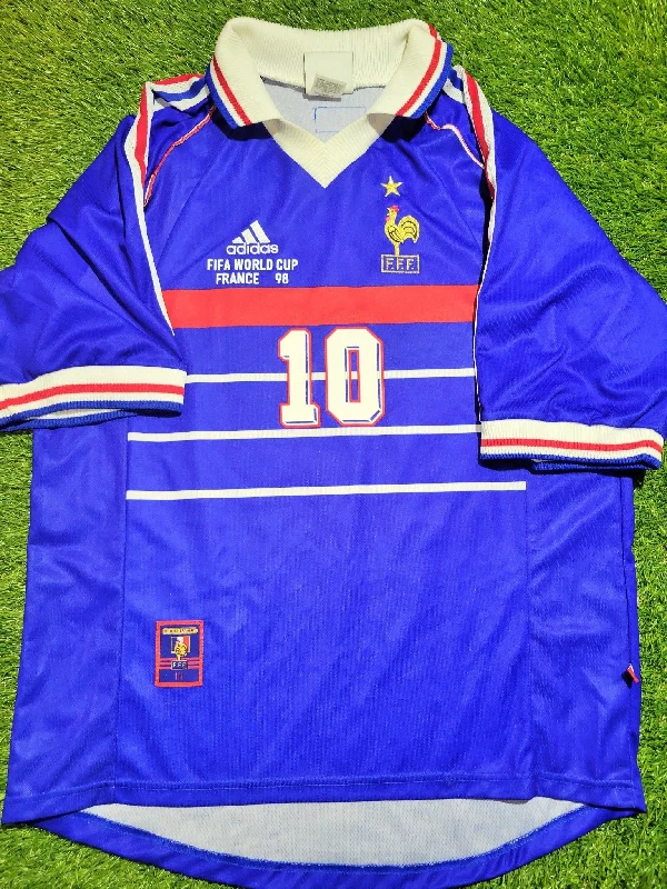 Football Jersey For Urban Leagues-Zidane France 1998 WORLD CUP FINAL Home Jersey Maillot Shirt L