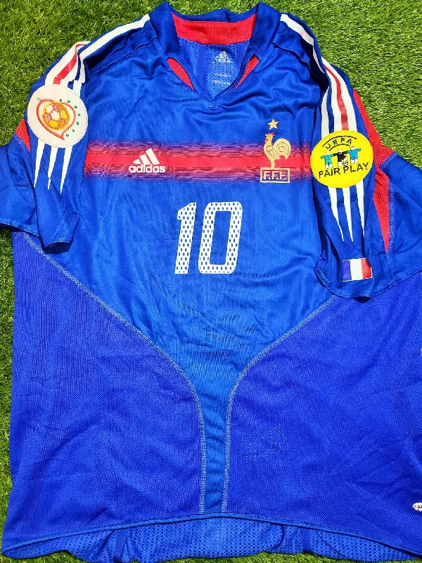 Football Jersey For Auction Wins-Zidane France 2004 EURO CUP PLAYER ISSUE Home Jersey Shirt Maillot XL SKU# 600397 TRI001