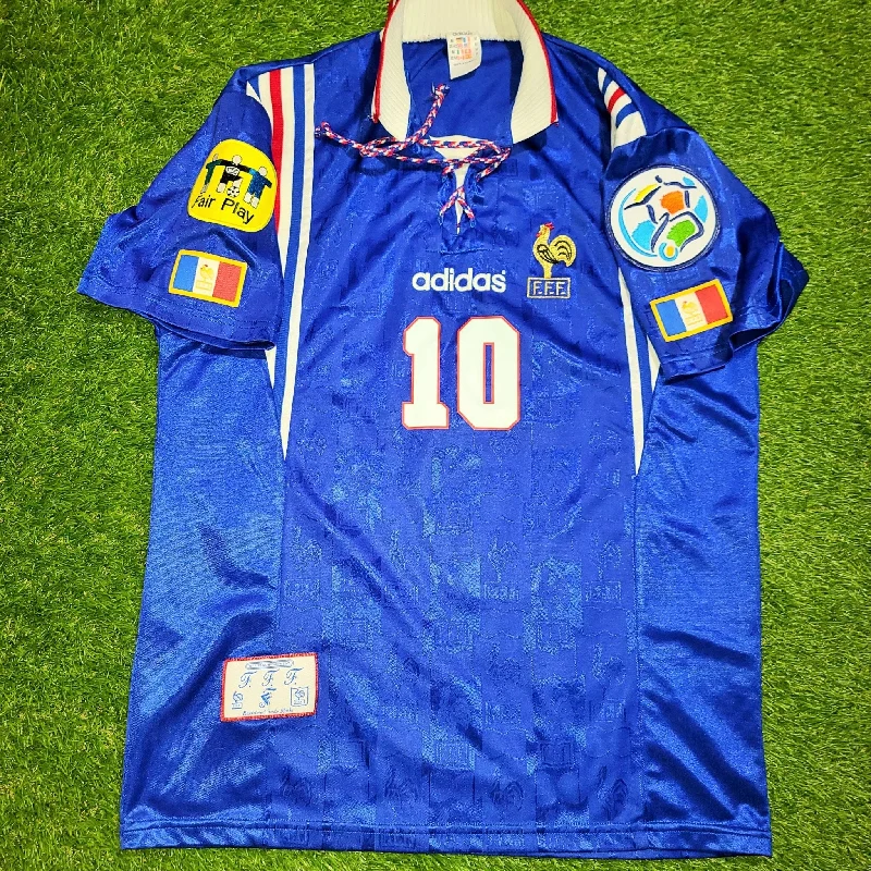 Football Jersey For Last-Second Wins-Zidane France Adidas 1996 EURO CUP Jersey Maillot Shirt M