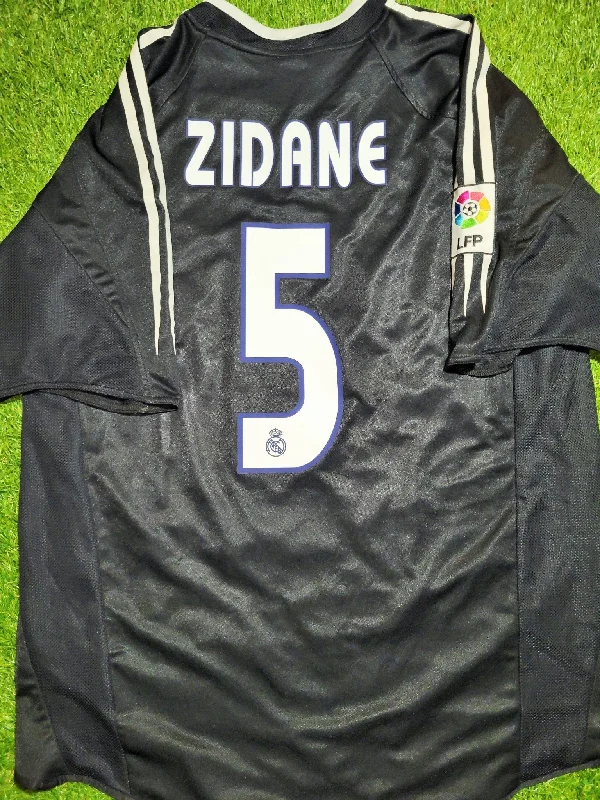 Football Jersey With Cat Prints-Zidane Real Madrid 2004 2005 Away Soccer Jersey Shirt L SKU# 367826